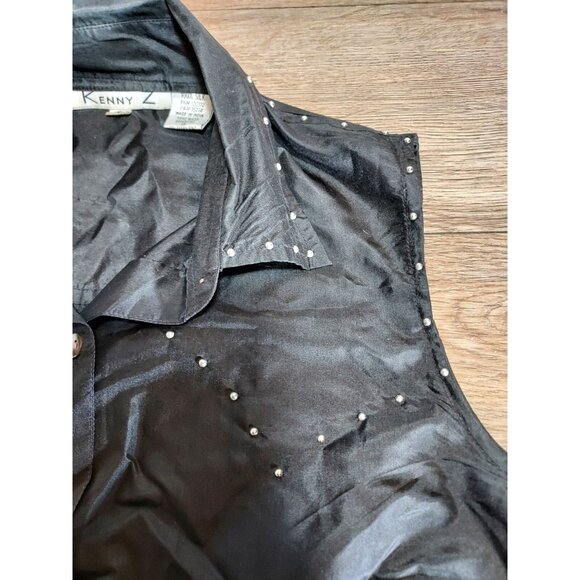 Womans Kenny Z Size 4 Silk Black Studded Sleeveless Blouse - Picture 3 of 5